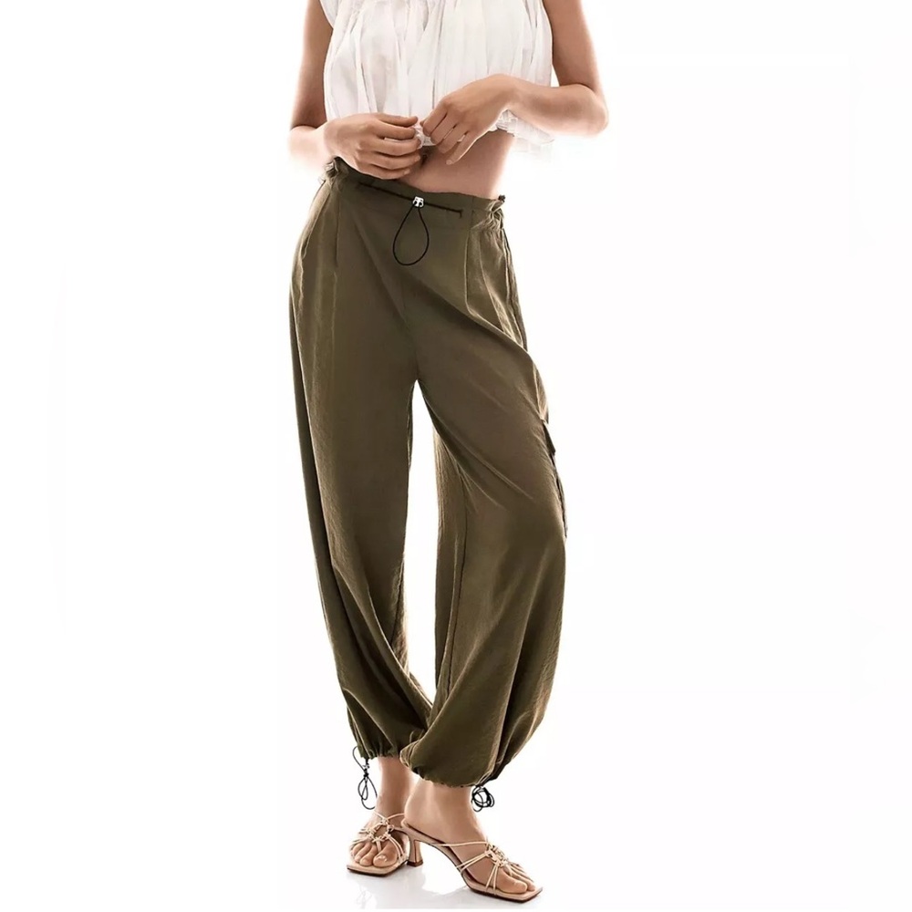 Anthropologie Green Wide Leg Pants - Picture 2 of 9